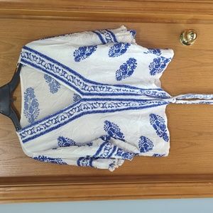 Unknown Brand Porcelain Plate Patterned Crop Top